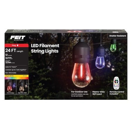 Feit Electric Feit LED String Lights w/Remote Control Multicolored 24 ft. 13 lights SL24-12RGBWWFIL