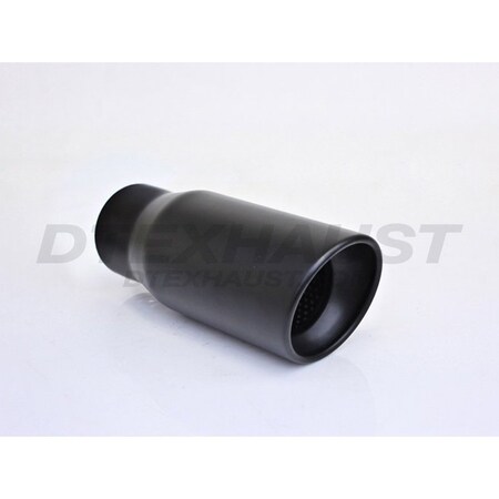Different Trends BLACK POWDER COATED 4INX9IN RESONATED SLANTE TIP BLK EXHAUST TIP 2.25I DT-24147BK