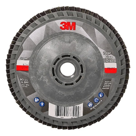 3M Flap Disc, 4 1/2 in Dia, 5/8 in Arbor 7100243876
