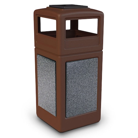 Commercial Zone Products 42-gallon StoneTec Square Ashtray-Lid, Brown w/ Pepperstone 720522K