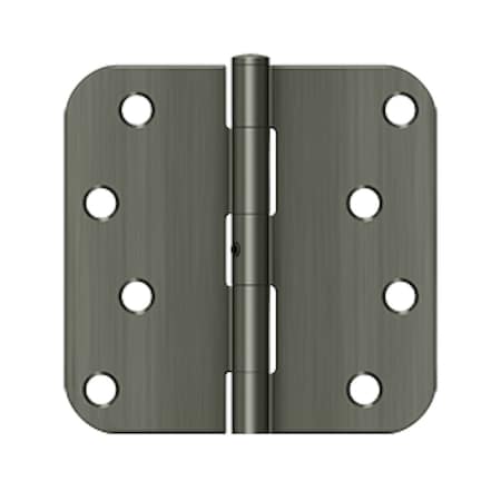 Deltana 4 x 4 x 5/8 Radius Hinge; Non Removable Pin Antique Nickel Finish S44R5N15A