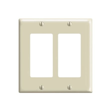 Leviton Decora Wallplate, Standard Size, Gang 2, Ivory 80409-I