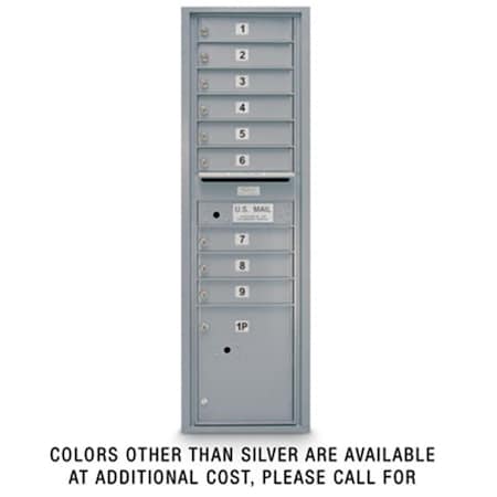 Postal Products Unlimited 9 Door Standard 4C Mailbox with 1 Parcel Door - Silver N1029416SLVR