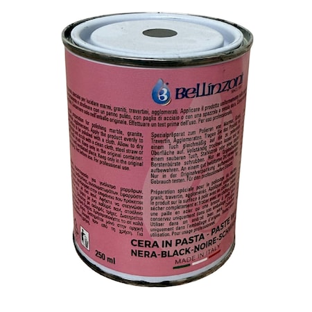 Bellinzoni Special Preparation Black Paste Wax - 250 ml. For use on Marble, Granite, or Stone Agglomerates. BBPPW250