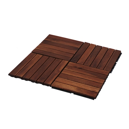 Edendirect 1 ft. x 1 ft. Acacia Wood Interlocking Deck Tile in Mocha Straight Grain, 10 sq. ft. per Box ED-W2391P160129