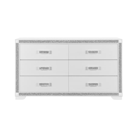 Global Furniture Usa Contemporary Glam Soleil White Dresser SOLEIL-WHITE-DR