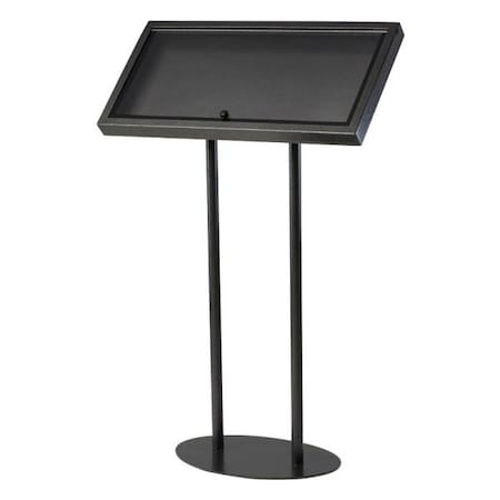 M&T Displays Metal Enclosed Bulletin Menu Board Pedestal Menu Holder 3x8.5 x 11 Inch Black Floor Standing UMBO0N0381X2000