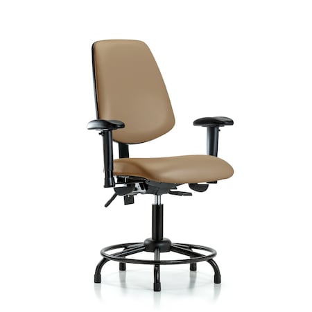 Blue Ridge Ergonomics Desk Chair Adjustable Arms, 18" to 23" Height, Vinyl, Taupe BR-VDHCH-MB-RT-T1-A1-RG-8584