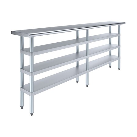 Amgood 14in D x 84in L Stainless Steel Table, Three Undershelves AMG WT-1484-3SH-Z