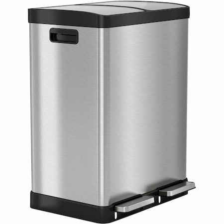 Hls Commercial 16 gal Rectangular Indoor Metal Can, Silver, Step On, Stainless Steel, 19.2 in HLSS16RFR