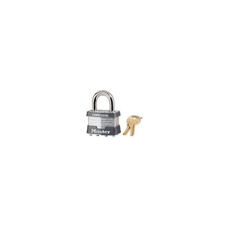 Master Lock No. 1 Laminated Steel Padlock, 3/4" W x 15/16" H, 5/16" Dia Shackle, Silver/Gray, Keyed Alike 3484 1KA-3484