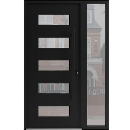 Vdomdoors Aluminum Door Iron 0255 Black Entry Steel Metal Classic Painted 50 x 80 (36+14 x 80)-Left Inswing IRON0255EXD-BLK-W36+14xH80-LH-I