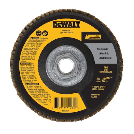 Dewalt HP(TM) High-Performance Aluminum Flap Disc DW8312AL