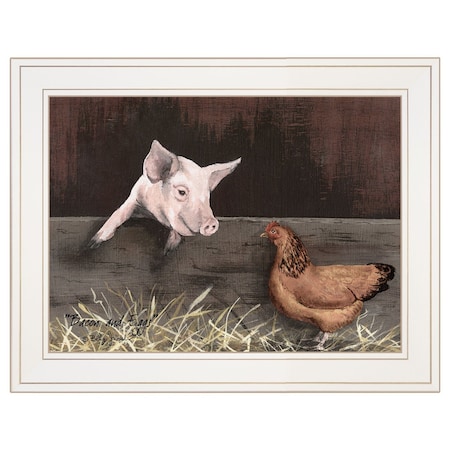 Homeroots Bacon and Eggs 1 White Framed Print Wall Art 404584