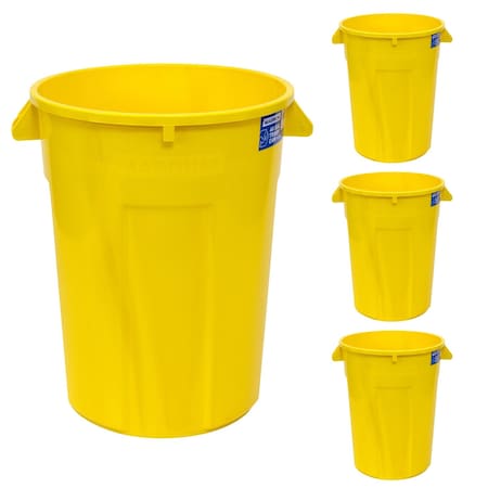 Magnum Tool 44 Gallon Trash Can, High-Vis Yellow, Construction Grade, Heavy Duty Plastic, 4PK CMTC-C000-44Y04