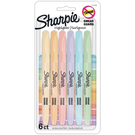 Sharpie Accent Highlighters w/Smear Guard, Chisel Marker Point, Assorted Ink, 6PK 2157486