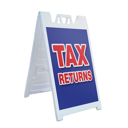 Signmission Tax Returns, A-Frame & 2 Decals Installed, Heavy-Duty Plastic Frame SBHD-D-2436-Tax Returns