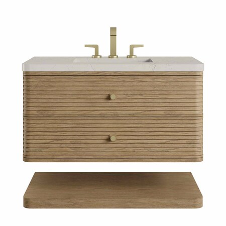 James Martin Vanities Allamari 36" Single Vanity, Dune Mist w/ 3 CM Siberian Silestone Top D640-V36-DMS-WSFR