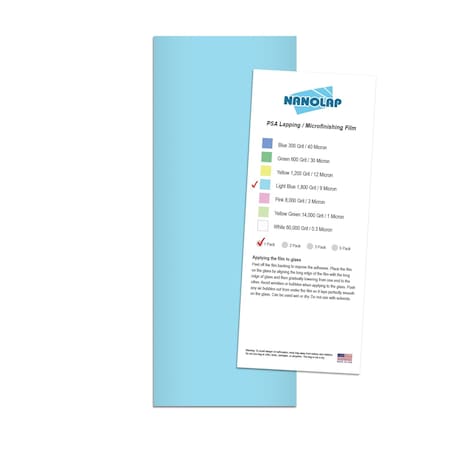 Nanolap PSA Lapping Film, 1 Pc 9 Micron (1,800 Grit), 4-0.25 in x 11 in Microfinishing Fine Sanding Paper 61568N