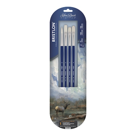 Silver Brush Bristlon Brush Assortment, Size 6, 4-Piece Set BR-1940