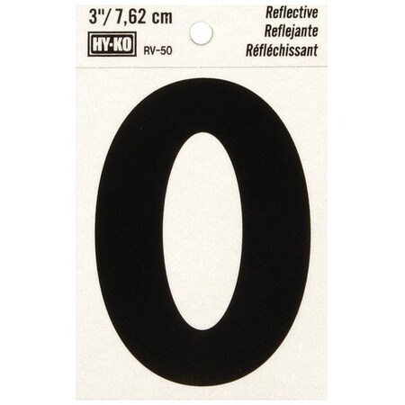 Hy-Ko RV-50 Series Self-Adhesive Reflective Letter, Character: O, 3 in H Character RV-50/O