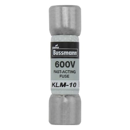Eaton Bussmann series KLM fuse, 10 A, Non-indicating, Ferrule end x ferrule end, 10PK KLM-10