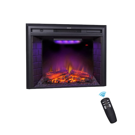 Edendirect 30.51-in W Black Wall mount LED Wall-mount Electric Fireplace with Remote Control Included ZR-EF28T