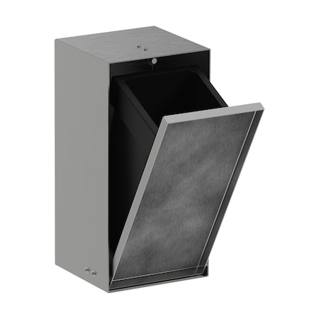 Hansgrohe XtraStoris Rock Recessed Trash Bin with Shelf & Tileable Door in Brushed Stainless Steel 56063800