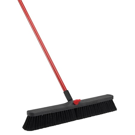 Libman Smooth Surface Heavy-Duty Push Broom, 25-1/2 in Sweep Face, 3 in L Trim, Recycled PET Bristle 801