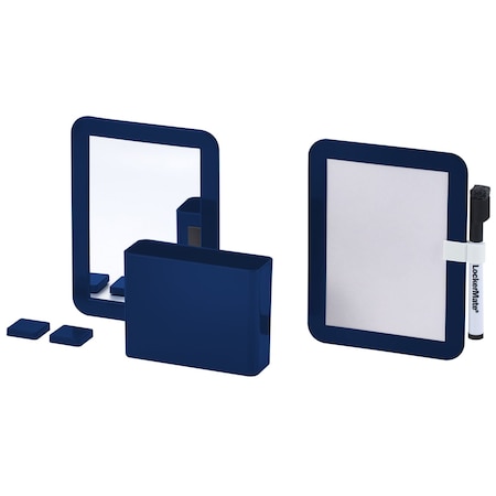 Lockermate 6-Piece Locker Organizer Kit, Mirror, Whiteboard, Storage Cup & Dry Erase Marker, Navy 5096-NVY