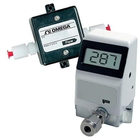 Omega Turbine Flow Meter, Low-Flow, Gas, 20 LPM to 100 LPM, 1/2 ", Compression Fitting, 3 %, 0 Vdc to 5 V FLR1204-D