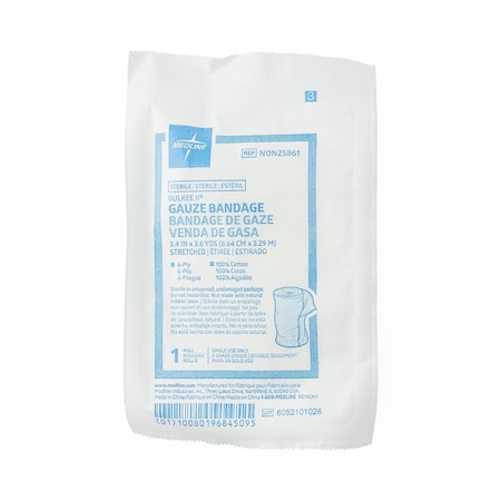 Medline Bulkee II Sterile Cotton Gauze Bandage, 3.4in x 3.6 yd., 96PK NON25861