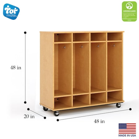 Tot Mate Mobile Wood Cabinet, Maple, 48 in W x 48 in L x 48 in H x 20 in D TMM711A.M0577