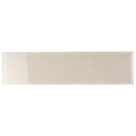 Apollo Tile 12 pack Warm Greige 4 in. x 16 in. Polished Glass Subway Wall Tile 5.33 sq. ft./case APLA88085 4x16A