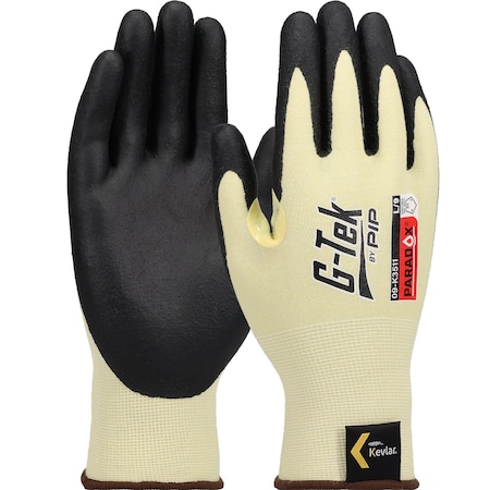 G-Tek Seamless Knit Kevlar Blended Glove w/Foam Nitrile Coated Grip on Palm&Fingers, 21Ga, Touchscree, 12PK 09-K3511/M