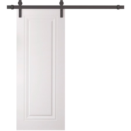 Sartodoors Barn Door 30 x 84 inches, BASIC 9111 White, 6.6FT Rail Track Heavy Hardware Set, Solid Panel Inte BASIC9111BD-B-SKIN-3084