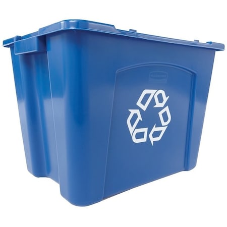 Rubbermaid Recycling Box, 14 gal, Resin, Blue, 20-3/4 in L x 16 in W x 14-3/4 in D Dimensions FG571473BLUE