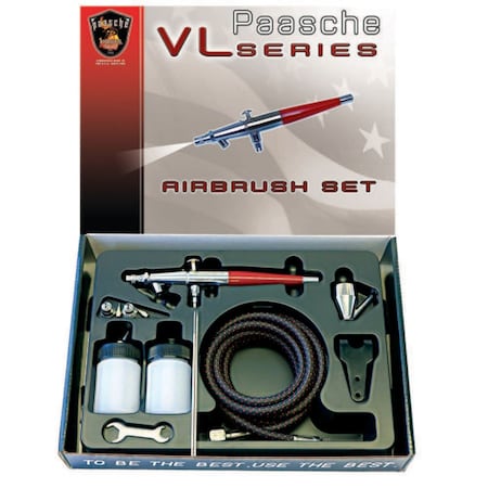 Paasche Double Action Airbrush Set w/ .55, .75, & 1.05mm heads & 1/8BSP Adapter VL-3AS