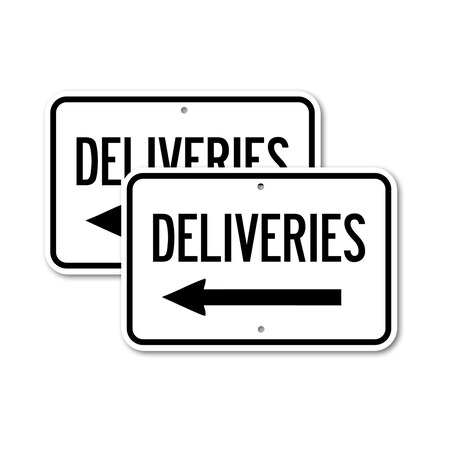 Signmission Deliveries with left arrow, 18'' X 24'' 2 Signs, Heavy Gauge Aluminum, 2PK A-1824-2PACK-2624