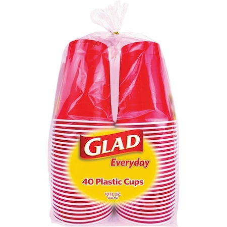 Glad Everyday 18 Oz. Red Plastic Cups, 40-Count BBP25519