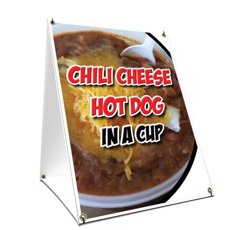 Signmission Chili Cheese Hot Dog In A Cup, 24 Inch x 18 Inch A-frame Yard Sign, Plastic Sign SBC-1824-Chili Cheese Hot Dog In A Cup