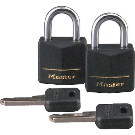 Master Lock 3/4'' W. Black Covered Keyed Alike Padlock, 2PK 121T