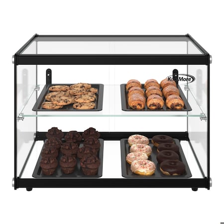 Koolmore 22 in. Tiered Pastry Display Case With Shelf and Sliding Door ETL Certified, 2.2 cu. ft. Capacity KM-DC-2CSBK