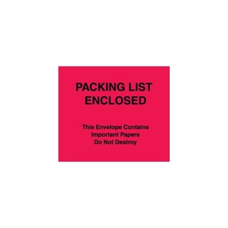 Bubblefast 7 x 6'' Red Paper Face ''Packing List Enclosed'' Important Papers Enclosed Envelopes, 1000PK BFPL483