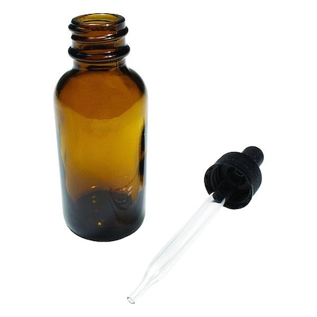 Zoro Select Dropper Bottle, Soda Lime Glass, PK12 BDPSC-AM-1OZ