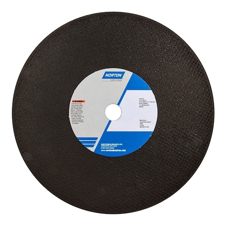 Norton Co Cut-Off Wheel: 12 in Dia, 1/8 in Thick, 1 in Hole, Zirconia Alumina 66253249600