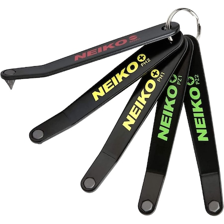 Neiko Ultra Low Profile Offset Screwdriver Set | 5-Piece | S2 Steel | Phillips, Pozidriv, and Slotted 01323A