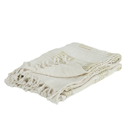 Homeroots Natural Woven Cotton Throw Blanket 519079