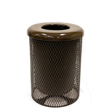 Mytcoat Trash Receptacle, Flat Lid, Liner, 32 Gal, Brown, Expanded Metal, Industry Standard Coating 804378