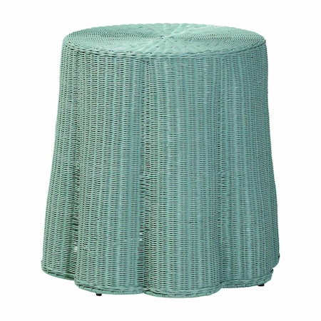 Bali & Pari Palm Scallop Natural Rattan Console Table, Green 259-14105-ZORO